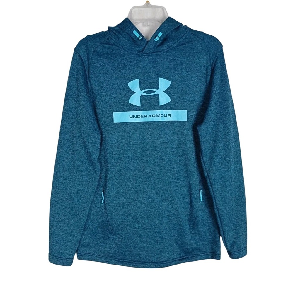 Under Armour Cold Gear Mens Blue Athletic Fitted Pullover Hoodie Size Medium